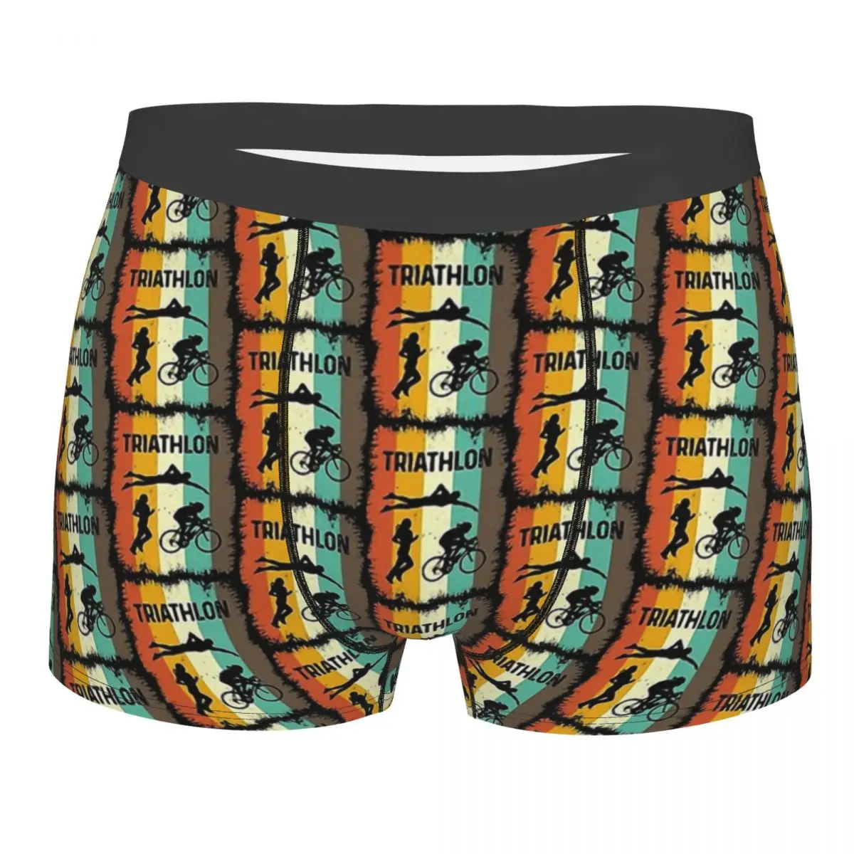 Vintage Retro Triathlon Man's Boxer Briefs Triathlon Highly Breathable Underpants Top Quality Print Shorts Birthday Gifts