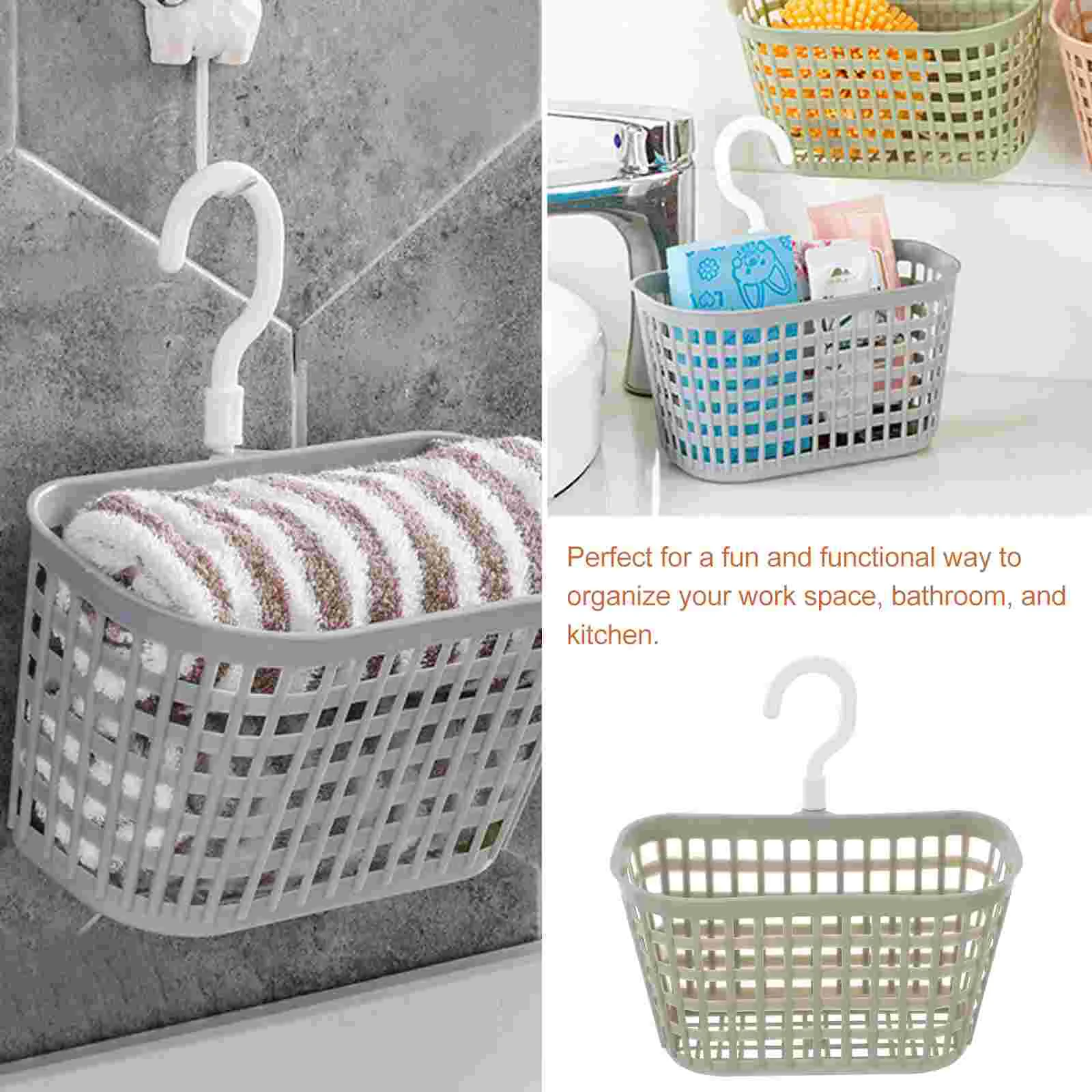 Shampoo Rack Sponge Holder Baby Towel Hooks Hanging Shower Basket Tote Rotatable