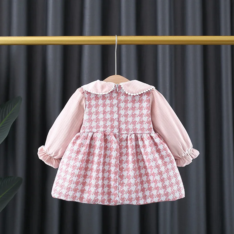 Fall winter newborn baby girls clothes outfits velvet warm bow plaid dress for baby girls clothing 1 year birthday dresses dress