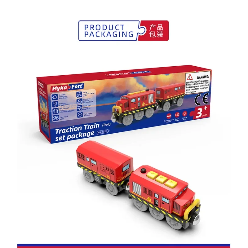 Juego de locomotora de coche magnético con ranura fundida a presión, vía de tren de madera, juguetes educativos para niños, nuevo estilo, tren eléctrico Chase