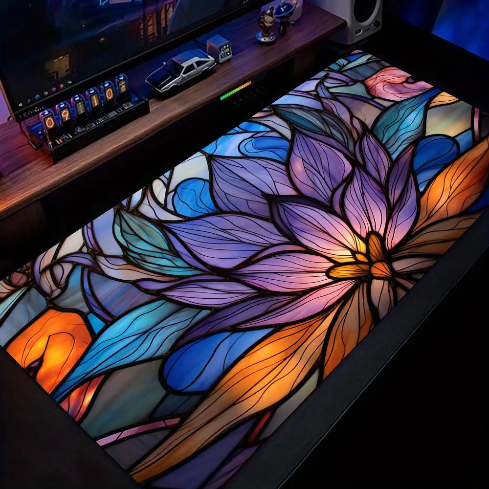 컬러 유리 스타일 고스트 나이트 마우스 패드 데스크 매트 게임 매트 게이머 pc 액세서리 미끄럼 방지 고무 베이스 키보드 마우스 패드