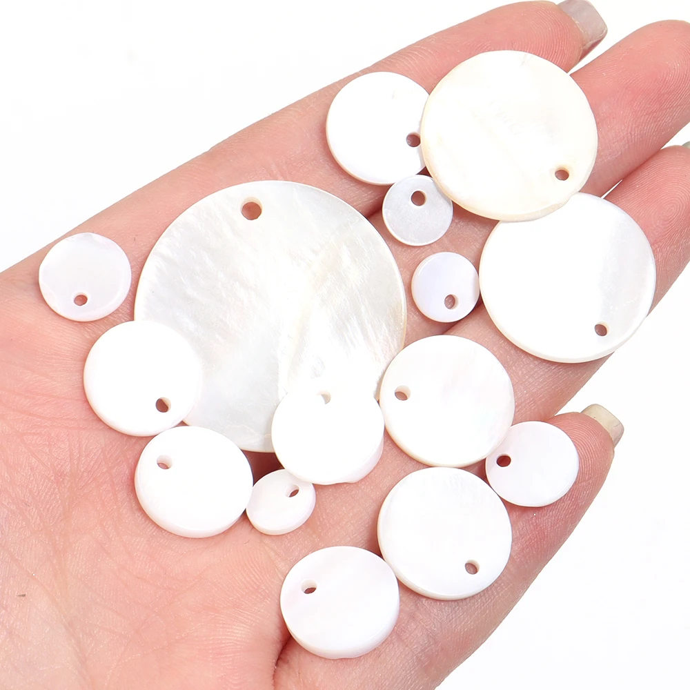 

8-30mm Natural White Shell Disc For Jewelry Making Round Flat Mother Of Pearl Shell Charms DIY Bracelet Necklace Accessories