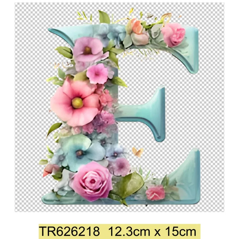 26 Flower Letter Custom Combinations DTF Thermo Sticker Decals Heat Transfer Clothes Clothing Crafts Ironing