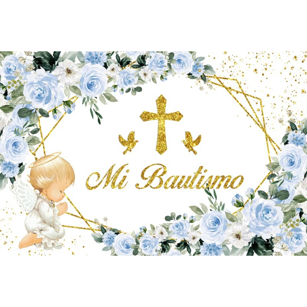 Мой фон для первого причастия детская декорация для фотосъемки с изображением золотого Креста и надписью God Bless