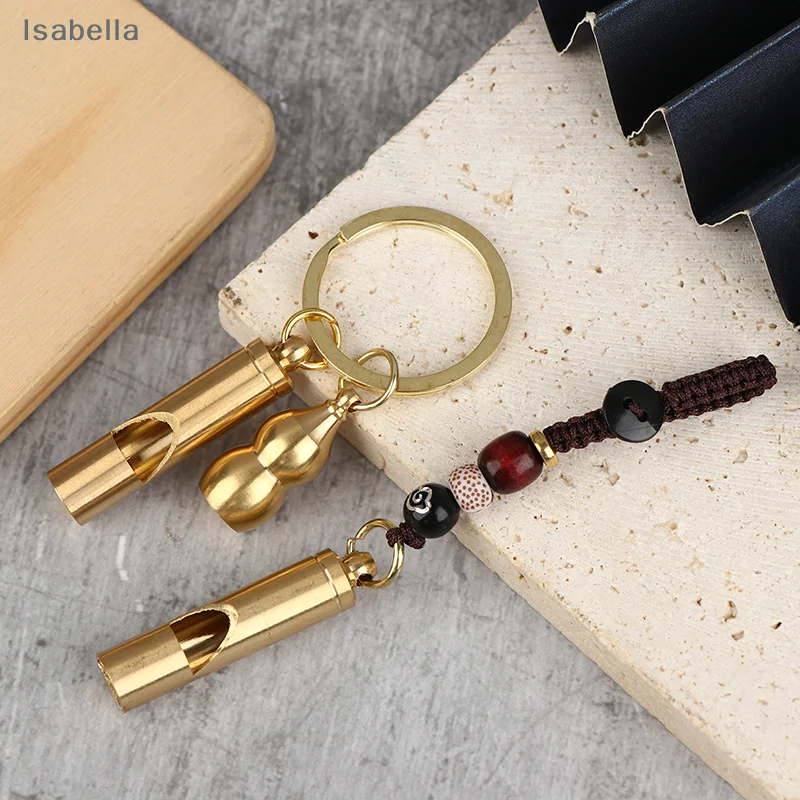 ♥ ♥ ♥ ♥ سلسلة مفاتيح صافرة نحاسية عتيقة، صفارة نجاة خارجية، صفارات تدريب الحكم