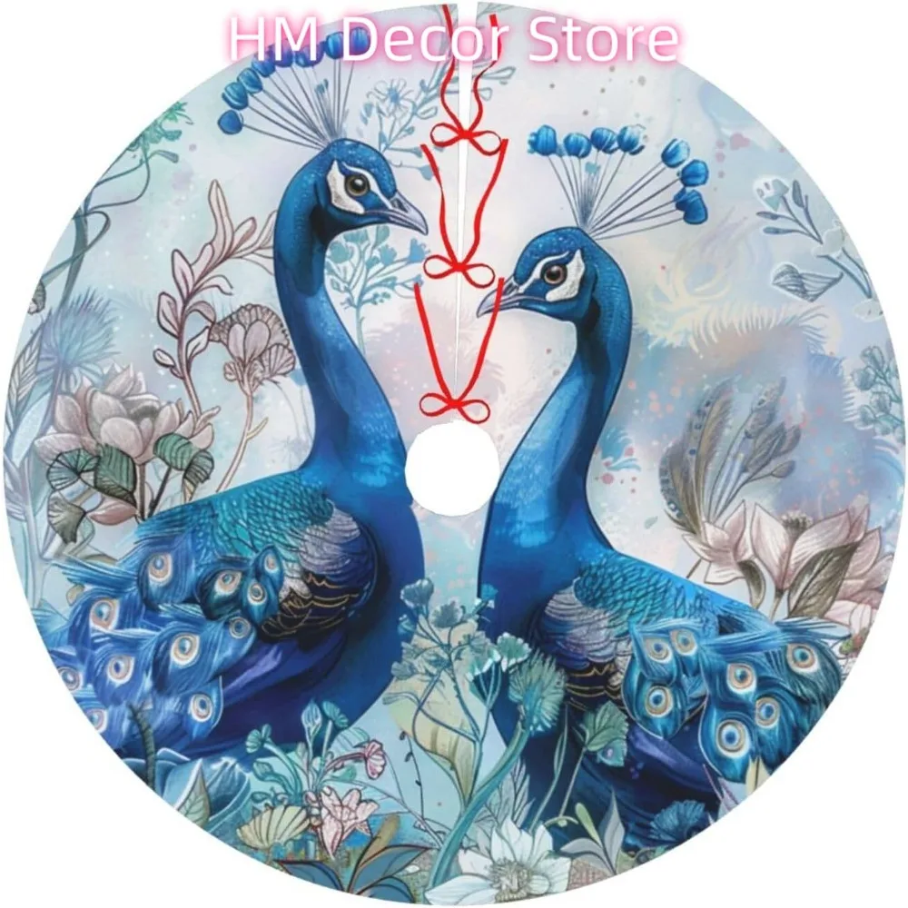 

Юбка для рождественской елки с синими павлинами 30 дюймов, юбка для рождественской елки, коврик для рождественской елки, новогодняя праздничная вечеринка, рождественские украшения для дома