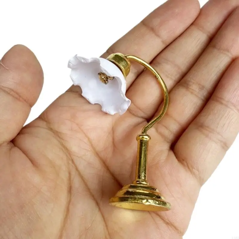 Camera da letto lampada da tavolo bianca mobili in miniatura casa bambola per bambole accessori illuminazione realistica 1:12