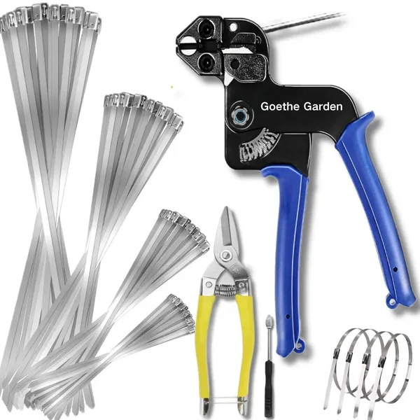 

StainlSteel Cable Tie Gun Set, with 150PCS Metal Zip Ties (Includ 6, 7.8, 9.8, 11.8 Inch), Adjustable Fastening Cutting Tie
