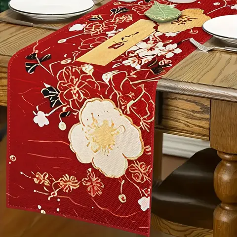 1 Piece of Red Heart Table Runner Tablecloth for Valentine's Day, Suitable for Dinner Parties, Holiday Parties, Family Gatherings, Children's Activities, Themed Cafes, Home Decoration, Christmas Markets, Cozy Tea Parties