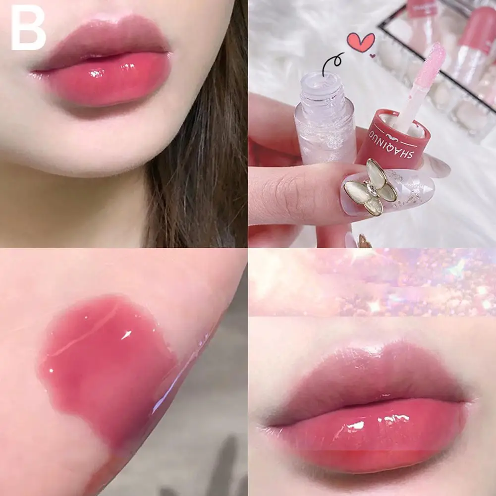 Mini Capsule Lip Gloss Transparent Color Change Moisturizing Water Beep Makeup Mirror Light Glaze Students Lip Lip Glaze U3J1