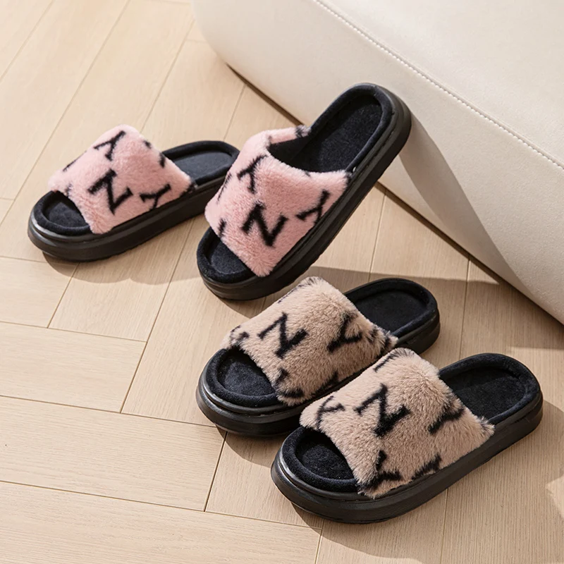 Fluffy Slippers Women Home Flat Luxury Designer Platform Shoes Ladies Casual Autumn Winter Footwear Indoor Fashion Thick Bottom - view 2