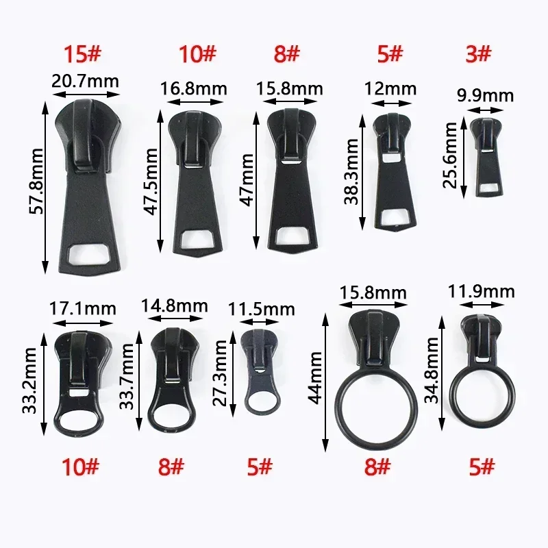 10Pcs Meetee 3# 5# 8# 10# 15# Zipper Sliders for Resin Zips Clothes Separating Zippers Replacement Zip Puller Sewing Repair Kits - Image 3