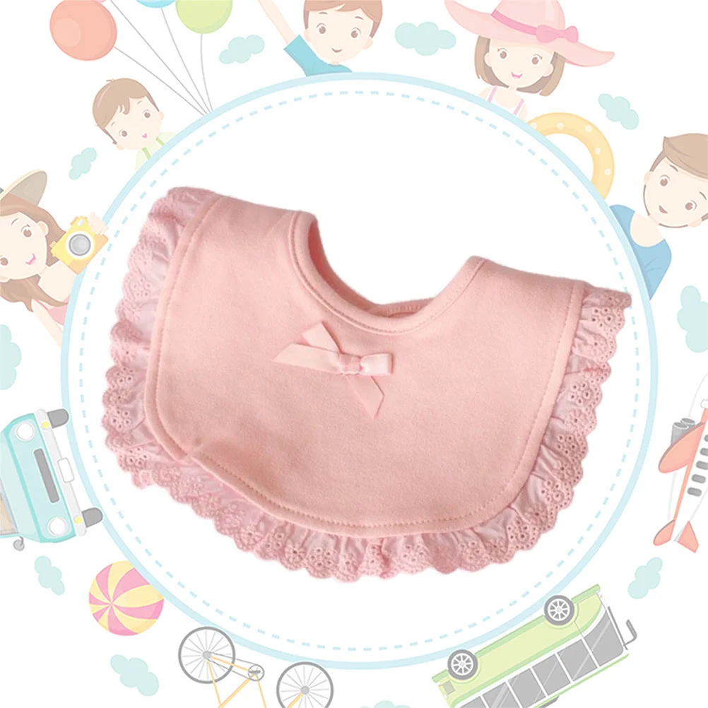プリンセスレースベビービブ ピンク ソフトコットン よだれかけ 服を守る 快適な新生児幼児用食事用ベビービブ