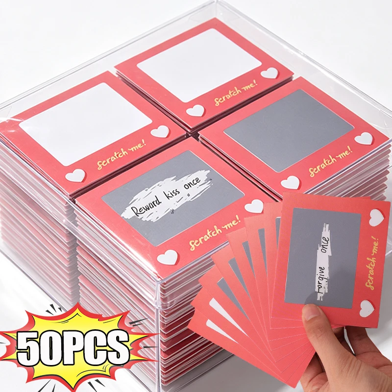 10/50pcs Scratch Off Card Vouchers Romantic Date Scratch Cards Love Coupons Couple Anniversary Love Coupons Couple DIY Gifts