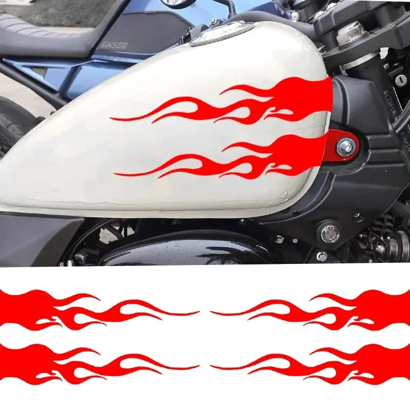 1-4Set Flame Reflective Motorcycle Stickers For Side Body Fuel Tank DIY Motorbike Helmet Sport Stripe Decor Vinyl Motocross