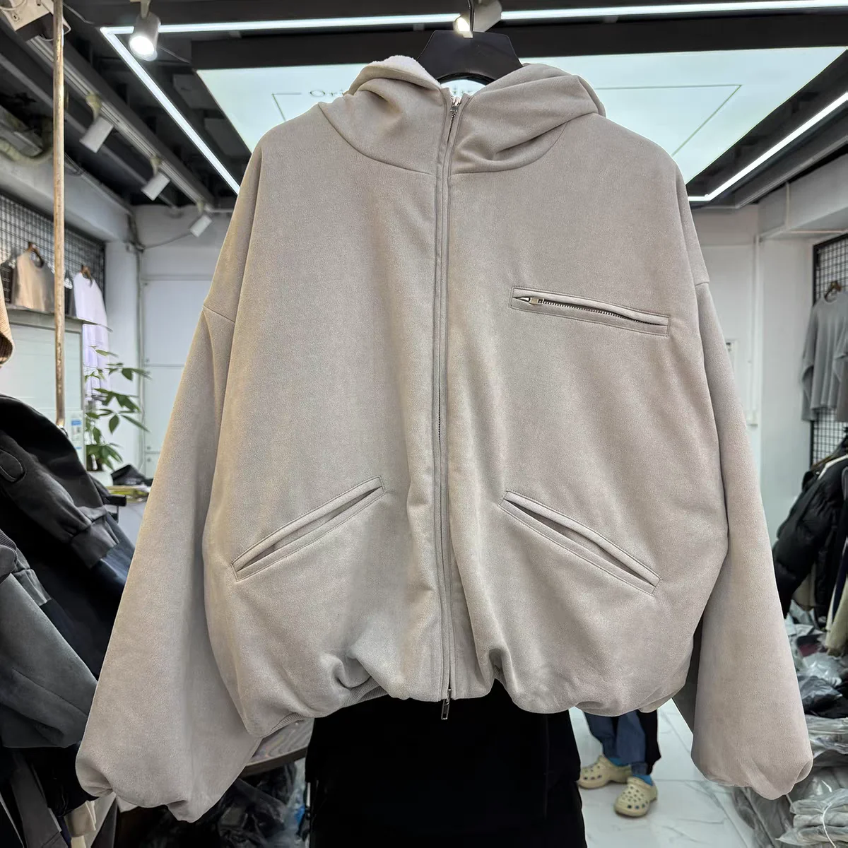 

Solid color velvet warm zipper cardigan Hooded Men Women High Quality Vintage Oversized Hooded Pullover