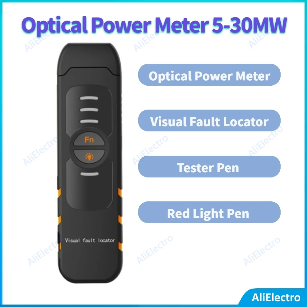 

Optical Power Meter 30MW Handheld Fiber Optic Tester Pen VFL Fiber Optic Red Light Pen Red Light Optical Visual Fault Locator