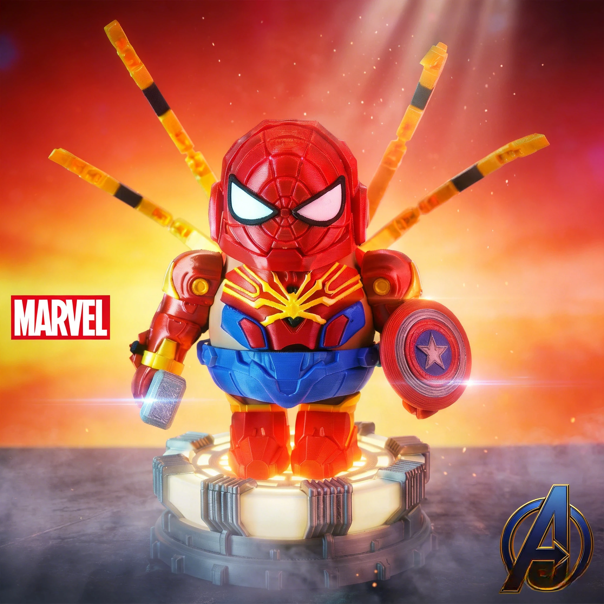 

Магнитная фигурка Капибары из серии Marvel Spider-Man с щитом Капитана Америки и молотом Тора, коллекционная игрушка супергероя для детей