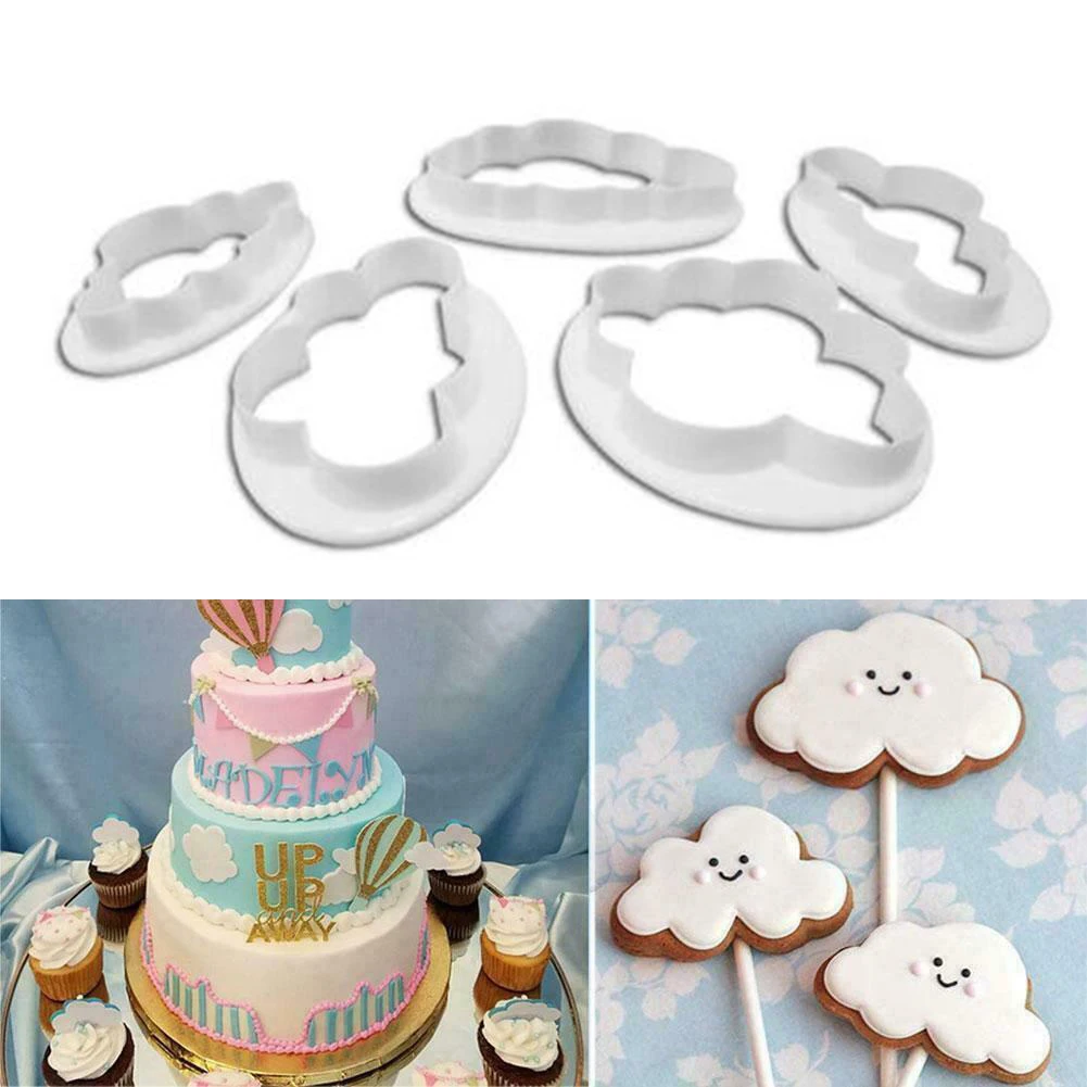 5PCS Cloud Shape Cookie Cutter Made 3D Printed Fondant For Cake Decorating Tools Cookie Cutter Biscuit Baking Accessory