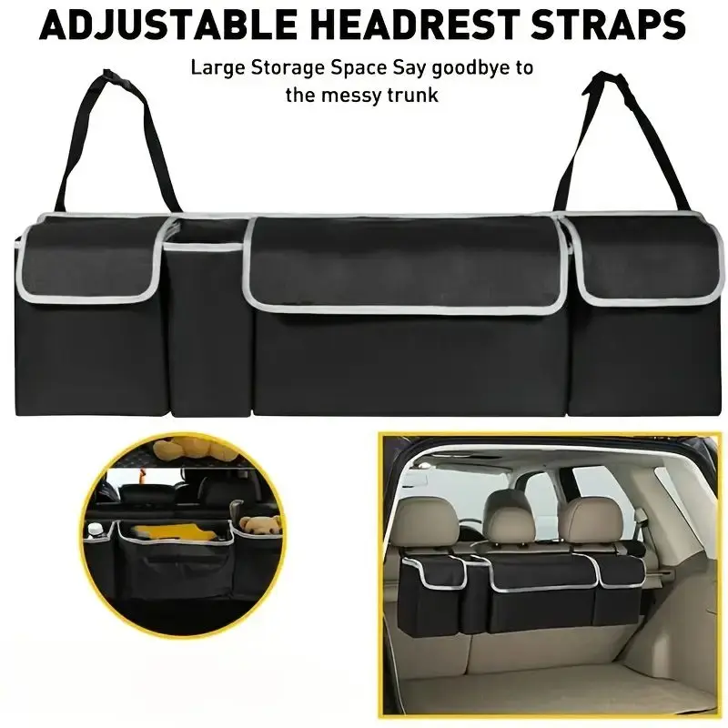 Versatile Oxford Cloth Car Trunk Storage Bag Rear Seat Back Hanging Vehicle Organizer Box for SUV Car