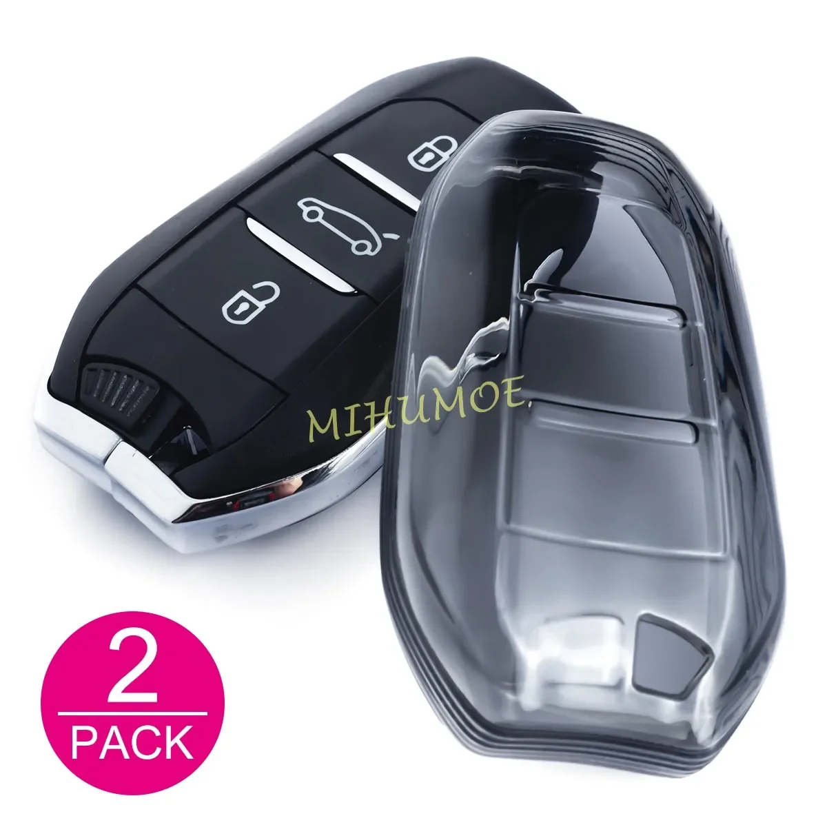 Sleutelhulsel van zwart transparant materiaal voor Peugeot 208 308 508 2008 3008 5008 Citroen C3 C5 Aircross C4 DS3 DS7 Crossback sleutelhanger
