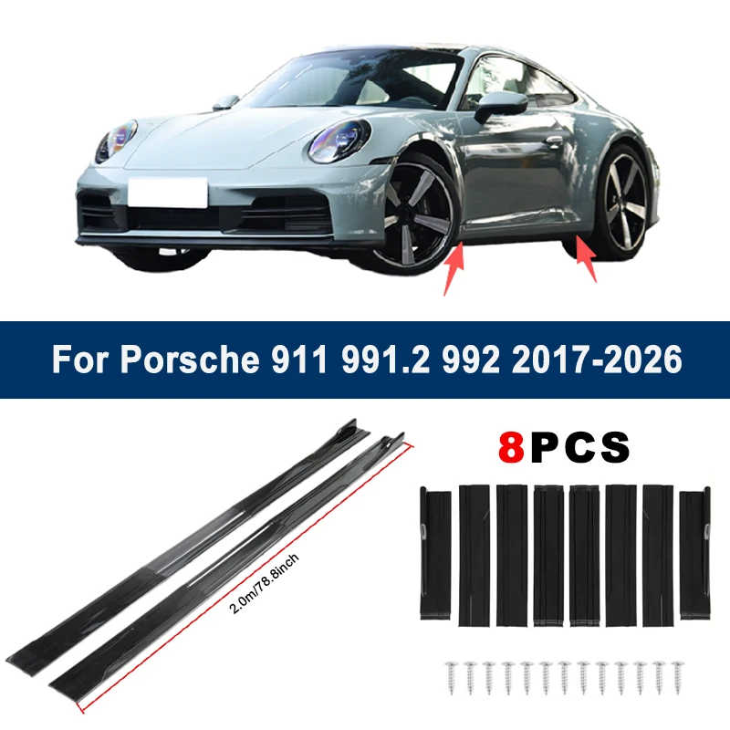 

2m Sectional Side Skirt Extension Lips For Porsche 911 991.2 992 2017-2026 - Racing Side Spoiler Car Modified Body Kit Accessory