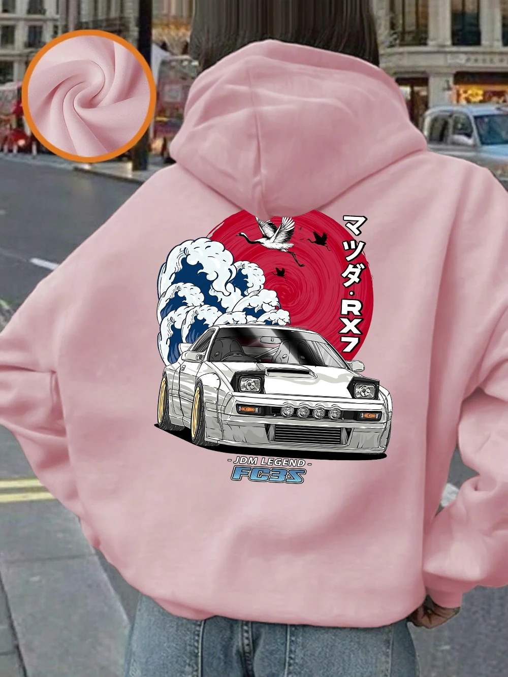 Japonês mercado interno impressão hoodies feminino básico solto camisolas de inverno velo quente pulôver casual bolso roupas femininas