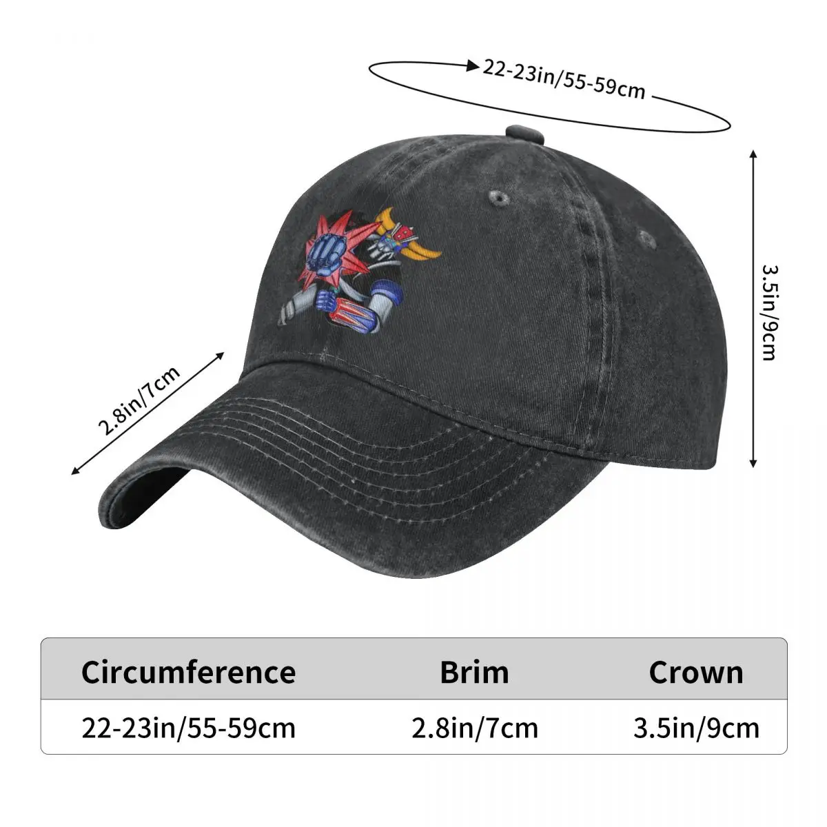 Grendizer Fist Punch Denim Baseball Cap Robot Outdoor Sport Hip Hop Dad Hats Summer Couple Women y2k Sunscreen Snapback Cap