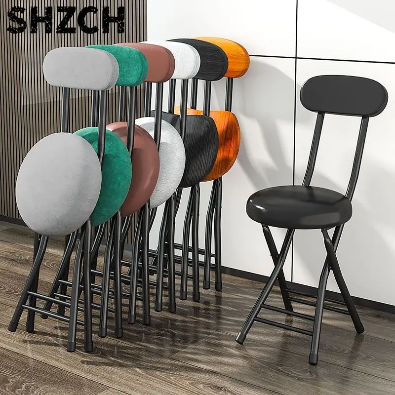 Folding Chair Home Back Chair Training Folding Stool Round Stool Outdoor Simple Computer Chair