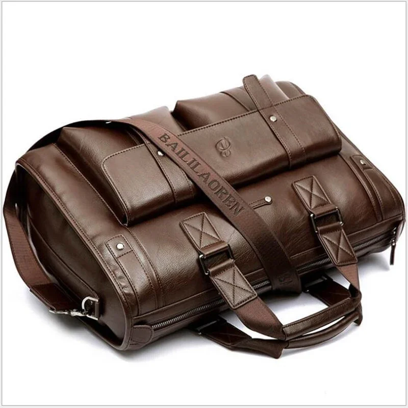 

2026 New Luxury Leather Business Men's Briefcase Male Shoulder Bag Brand Men Messenger Bag Travel Computer Bag 14 15.6 Inch