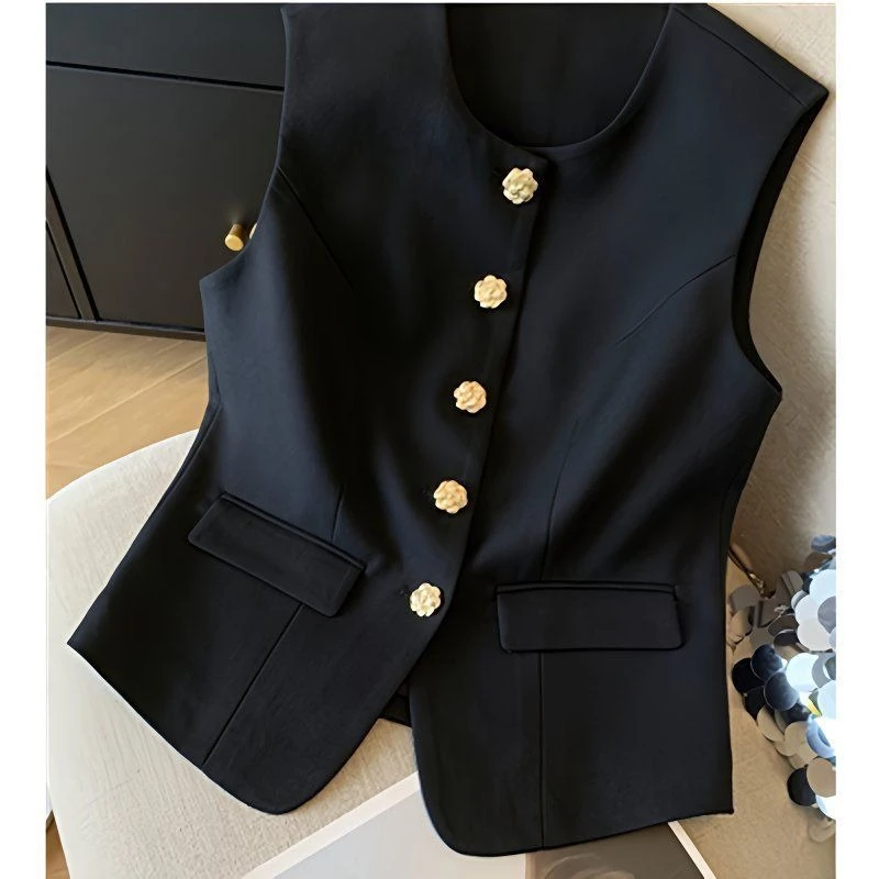 O Neck Sleeveless Slim Short Vests Elegant All-match Minority Trendy Hot Sell Coats Personalized Streetwear Hop Mujer