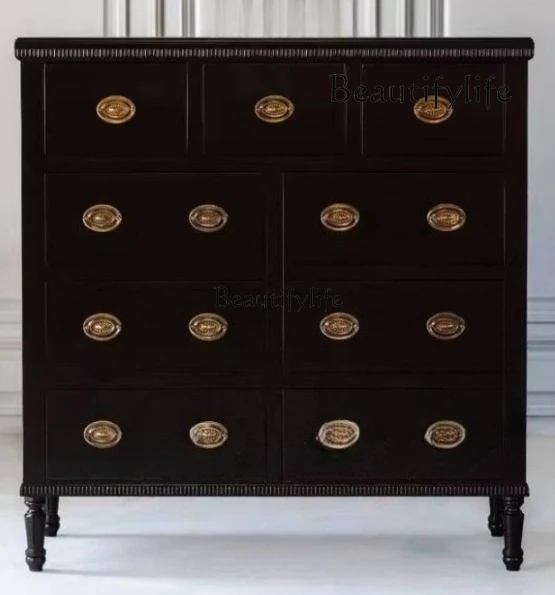 

French retro solid wood home simple locker American bedroom designer high-end fashion