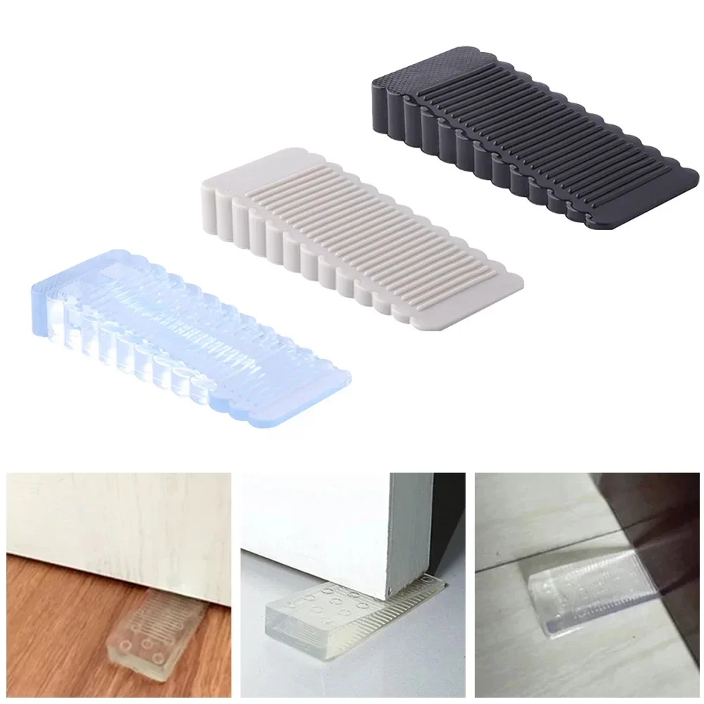 Silicone Door Stopper Reusable Shock Absorbent Block Wedge Doorstops Door Stopper Bedroom Office Door Anti-collision Stopper