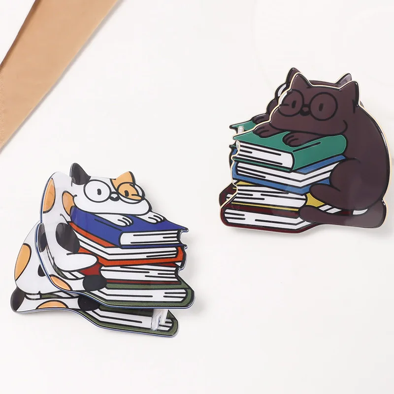 Cute Cartoon Book Cat Hair Clip for Women Stylish Noble Back-Of-Head Hair Accessory Fashionable Hairdressing