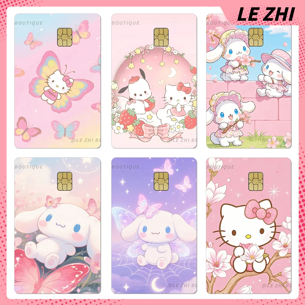 Cartoon Anime Credit Debit Card Party Sticker Decoratio Kawaii Hello Kitty Cinnamoroll Shining Rainbow Star Love Skin Sticker