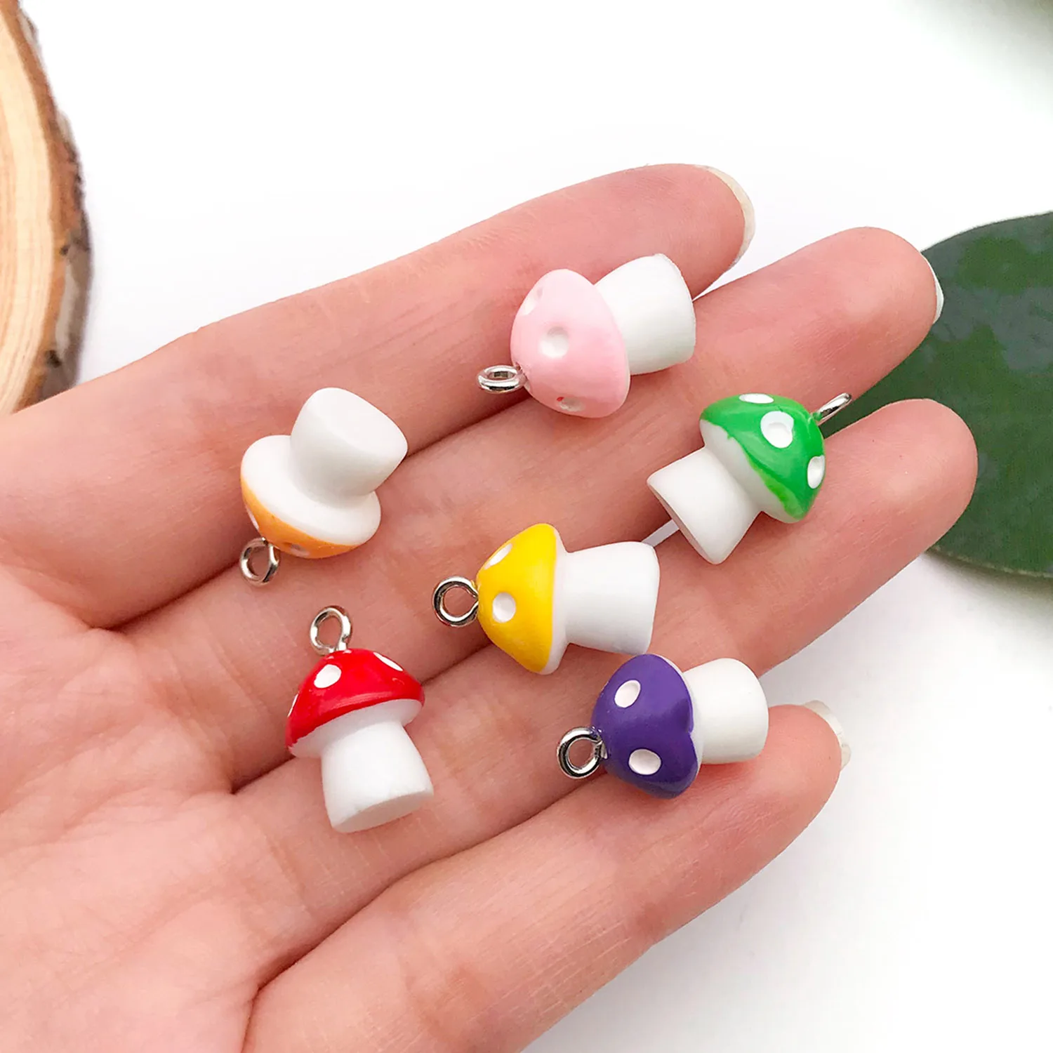 5/12pcs Cartoon Colorful Small Mushroom Resin Charms for DIY Keychains, Earrings, Necklace Pendants & Jewelry Accessories.