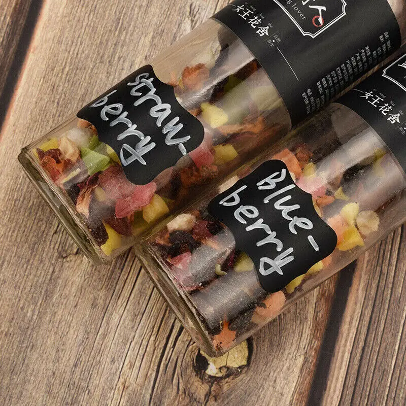 40 Jar Labels Stickers Black Labels Chalk Pen Kitchen Pantry Spice Herb