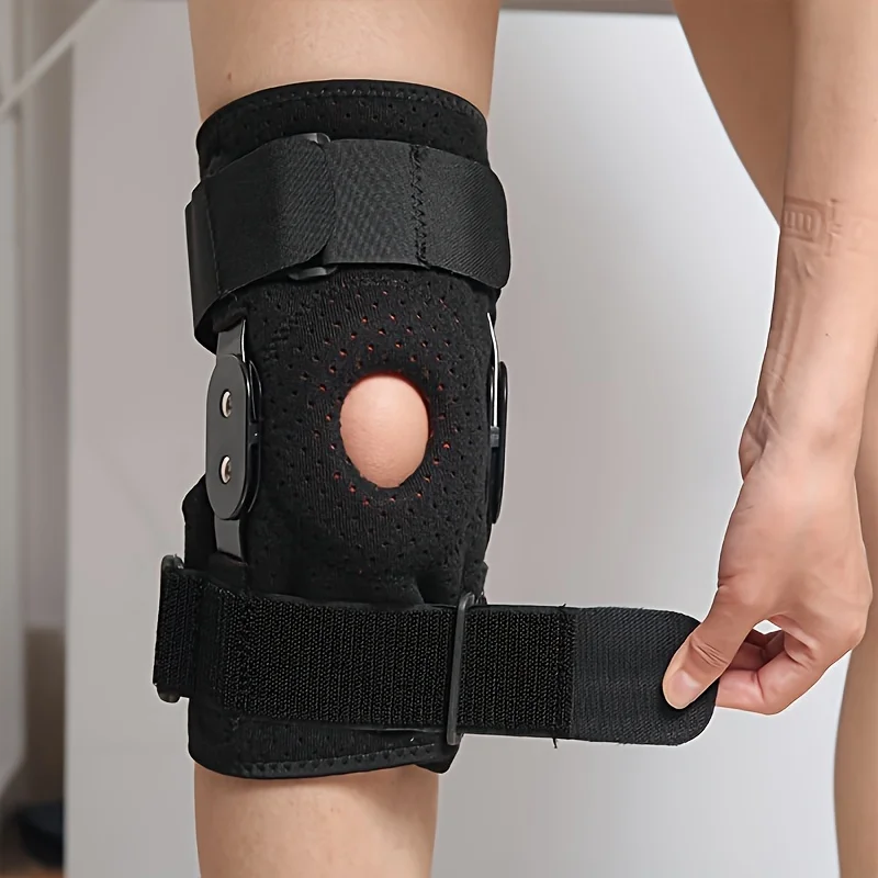 

1pc Adjustable Knee Brace Support with Dual Metal Stabilizers Polyester Fiber Woven Knee Sleeve Joint Pain Relif Sport Kneepad