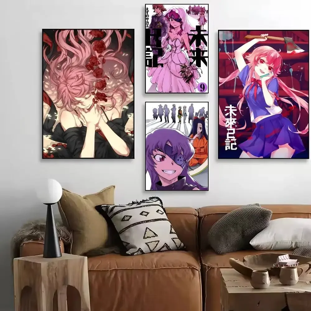 Cartoon Anime The F-Future Diary Manga Posters High Quality Self-adhesive Wall Art Decorations Color Prints Sticky