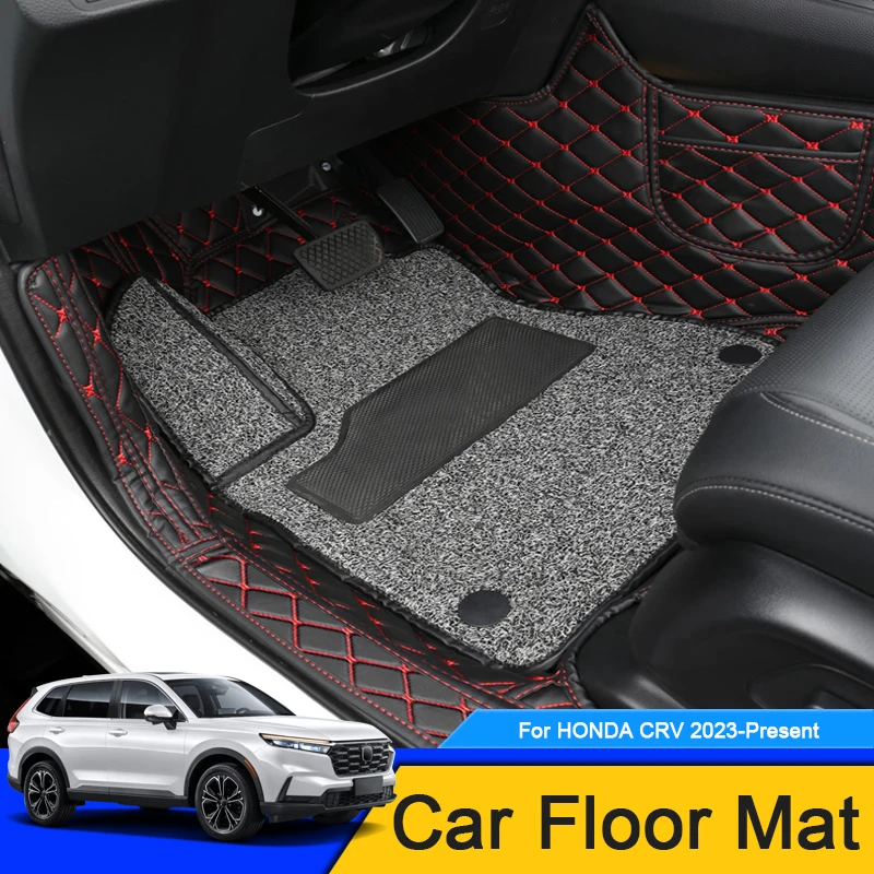 

Car Wire Foot Mat For Honda CRV 2023-2025 PU Leather Waterproof Wear Resistant Anti-Dirty Floor Mats Internal Auto Accessory