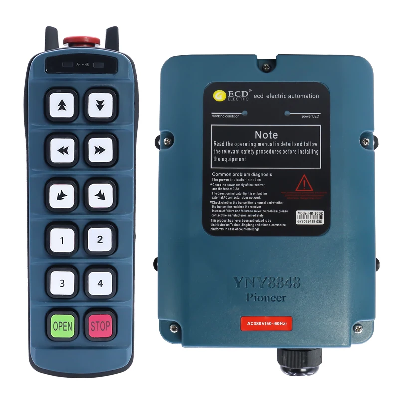 Factory Wholesale 10 Channel IP68 Waterproof Crane Industrial Smart Radio Remote Control 225M Control Distance 1 Year Warranty