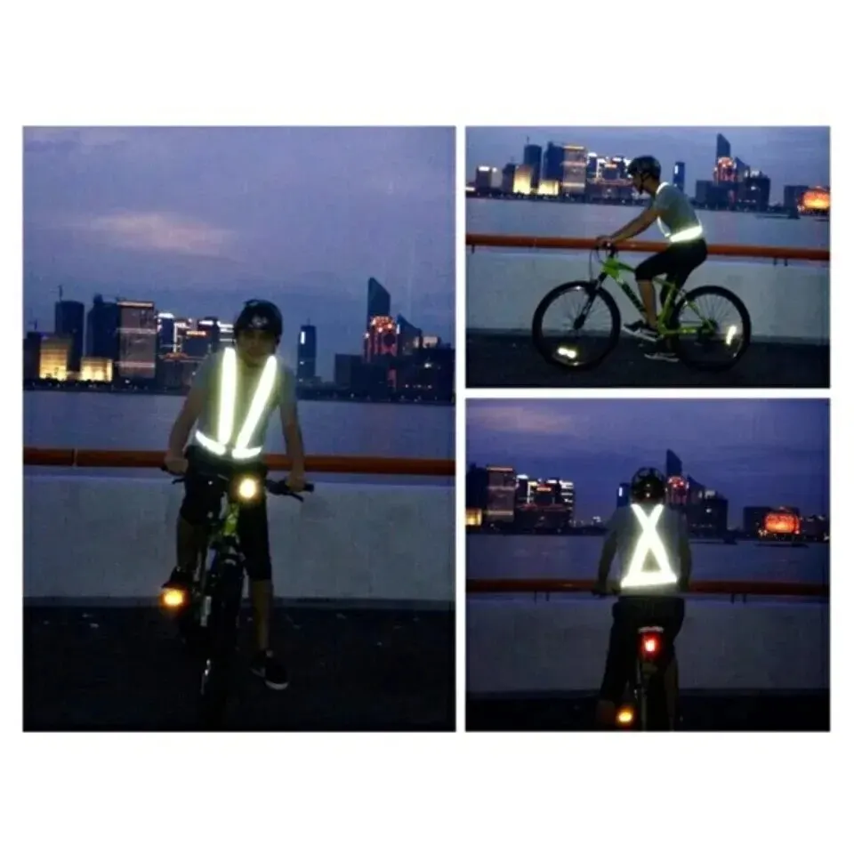 Cycling Reflective Vest High Visibility Safety Vest for Night Riding Running Bicycle Motorcycle Outdoor Sports Vest Elastic Band