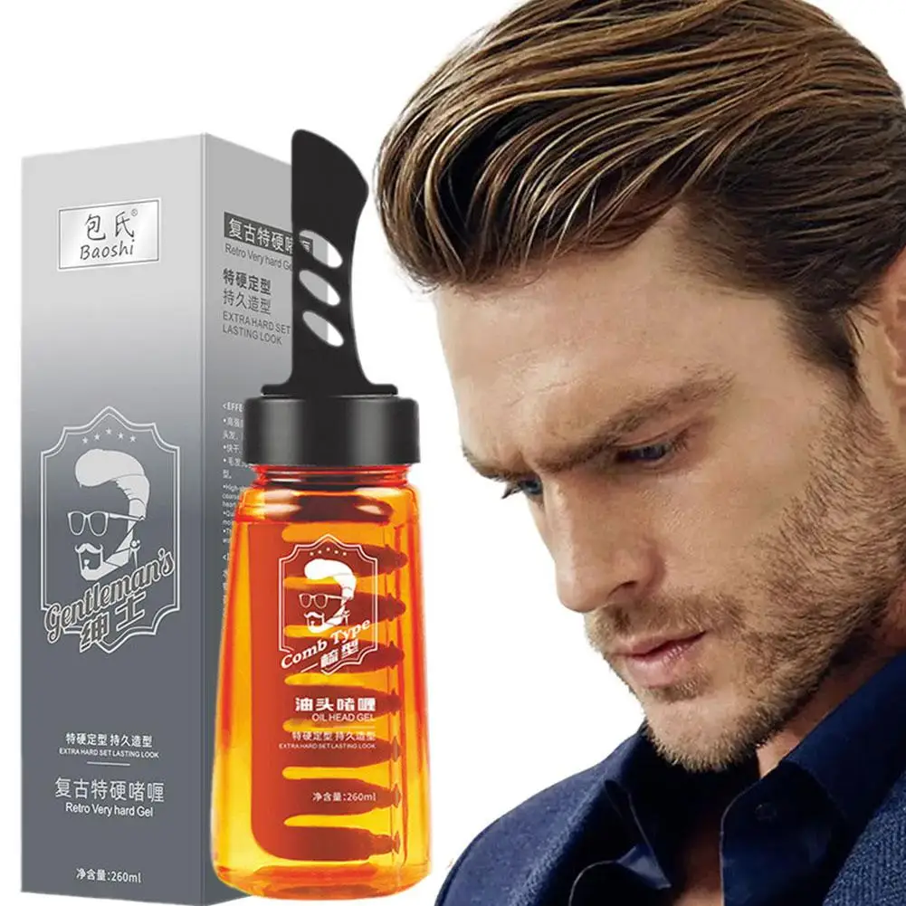 100ml/260ml Men's Hair Wax Gel With Comb Long Lasting Drying Oil Pomade Hair Styling Hair Gel Fluffy Quick Hair Hold Gel Wa I9K1