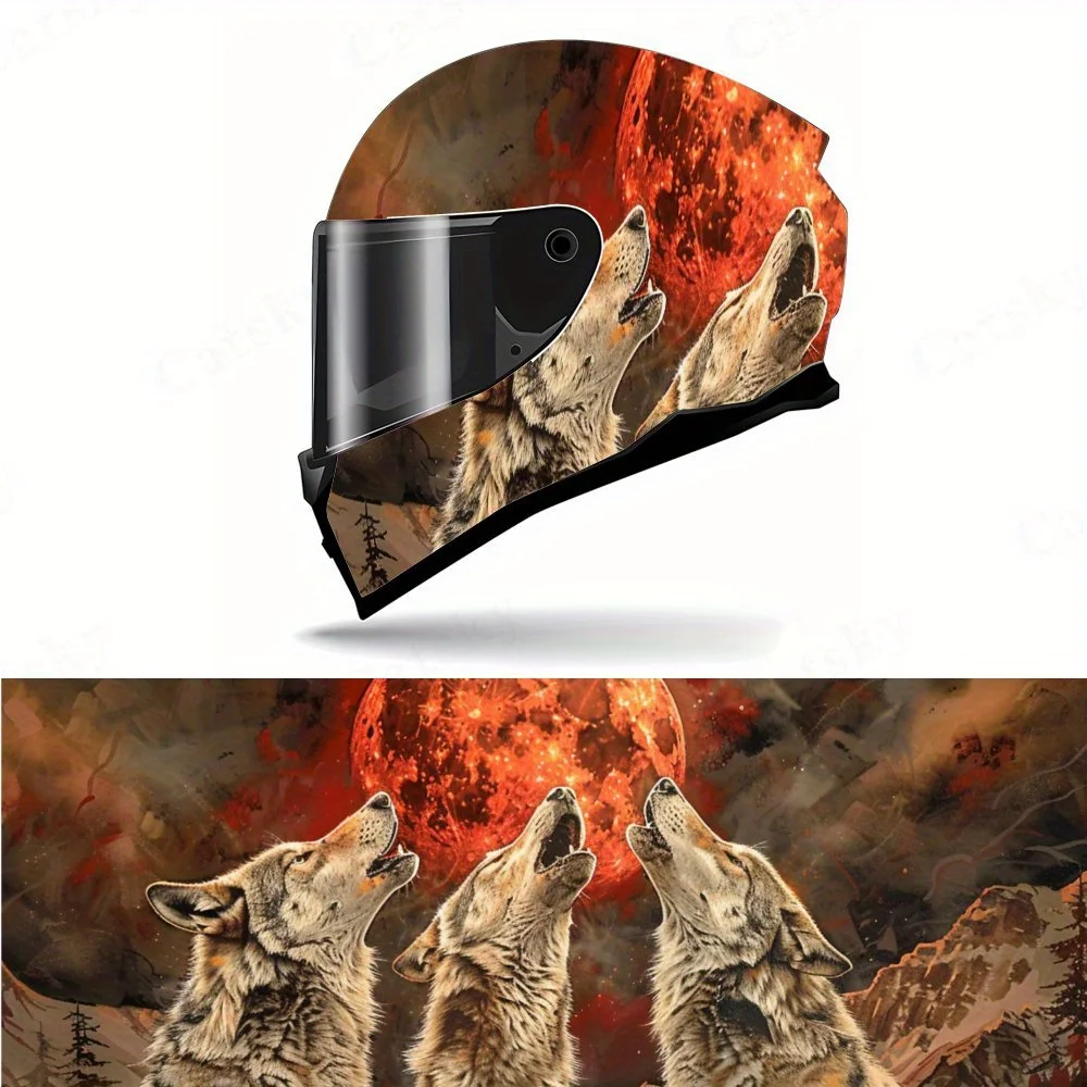 

Howling wolves in doom skies motorcycle vinyl wraps helmet decal,self-adhesive waterproof helmet decoration,universal motorcycle