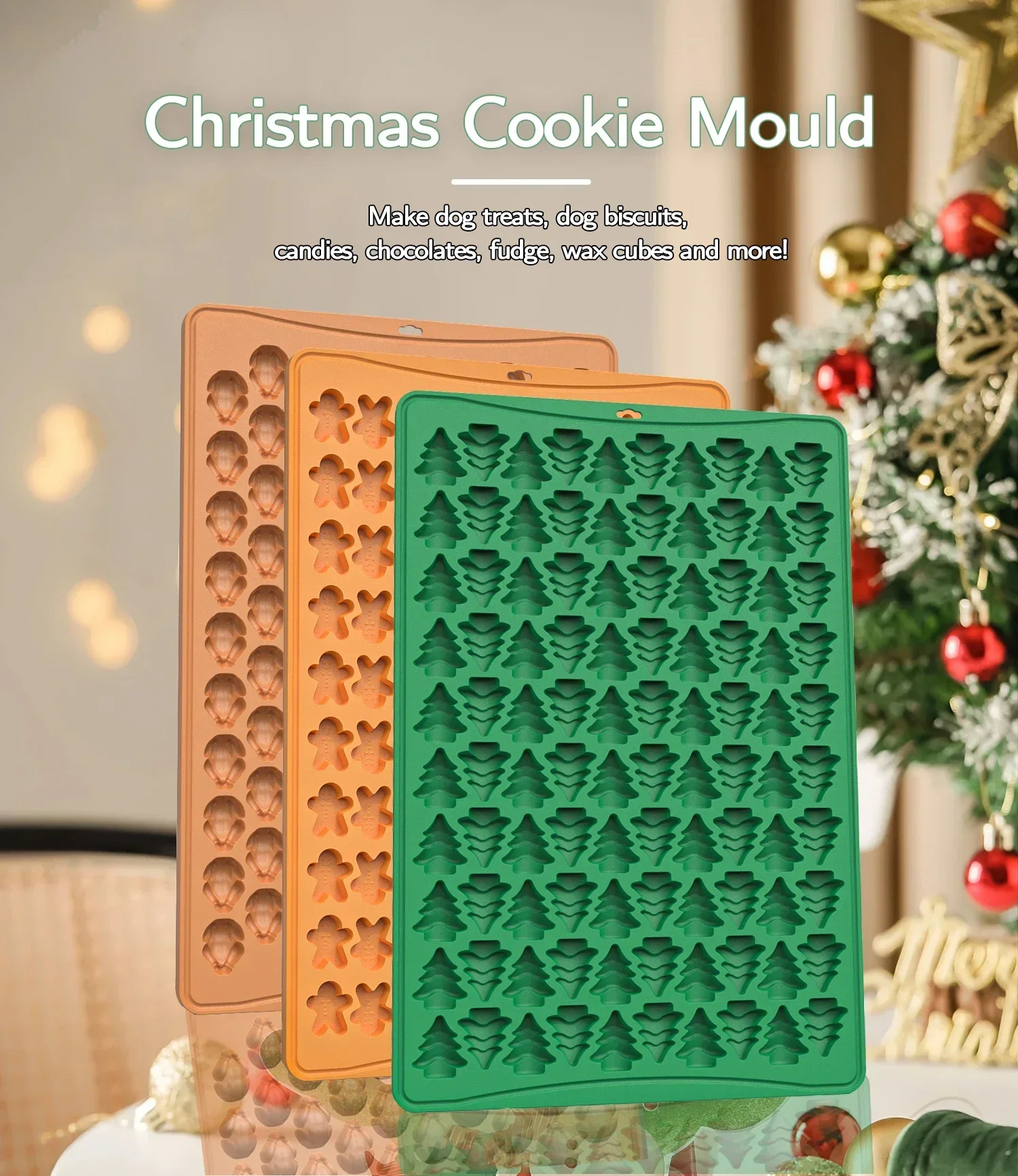 Christmas 100 Grid Mold DIY Christmas Tree Chocolate Utensils Easter Turkey Snack Biscuit Mold