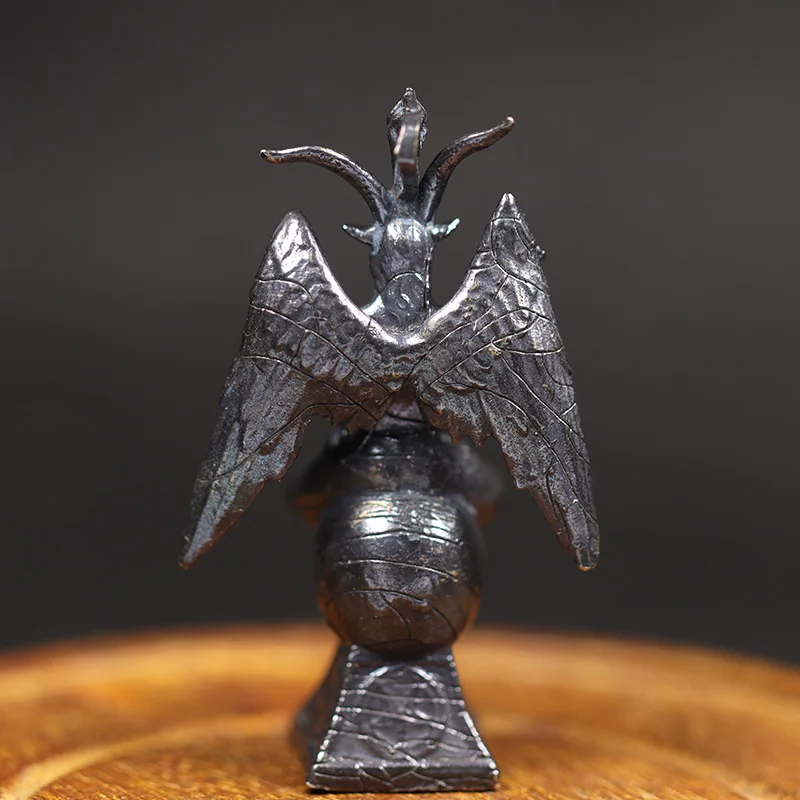 Black Brass Death God Goat Head Figurines Miniatures Vintage Metal Devil Model Statue Desktop Toy Ornament Decoration Collection