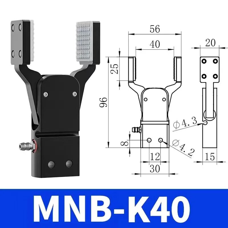 MINIB With Sensor Flat patch and Wide open grab Air Cylinder Robotic Pneumatic Mini Robot Gripper Clamp