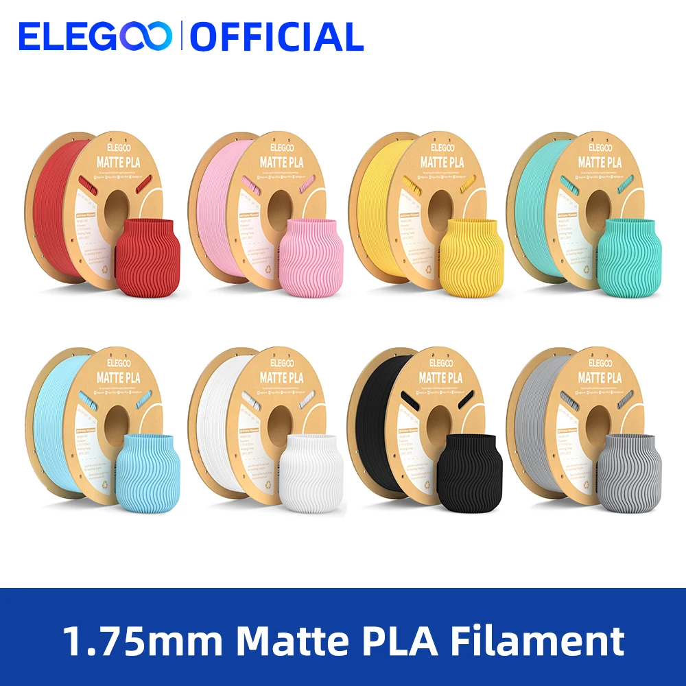 ELEGOO Matte PLA Filament 1KG,1.75mm FDM 3D Printer Filament Dimensional Accuracy +/- 0.02mm, 1kg Carboard Spool (2.2lbs)