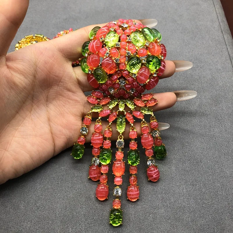 Handcrafted brooches tassels earring embroidered diamond stud earrings brooches flower jewerlry