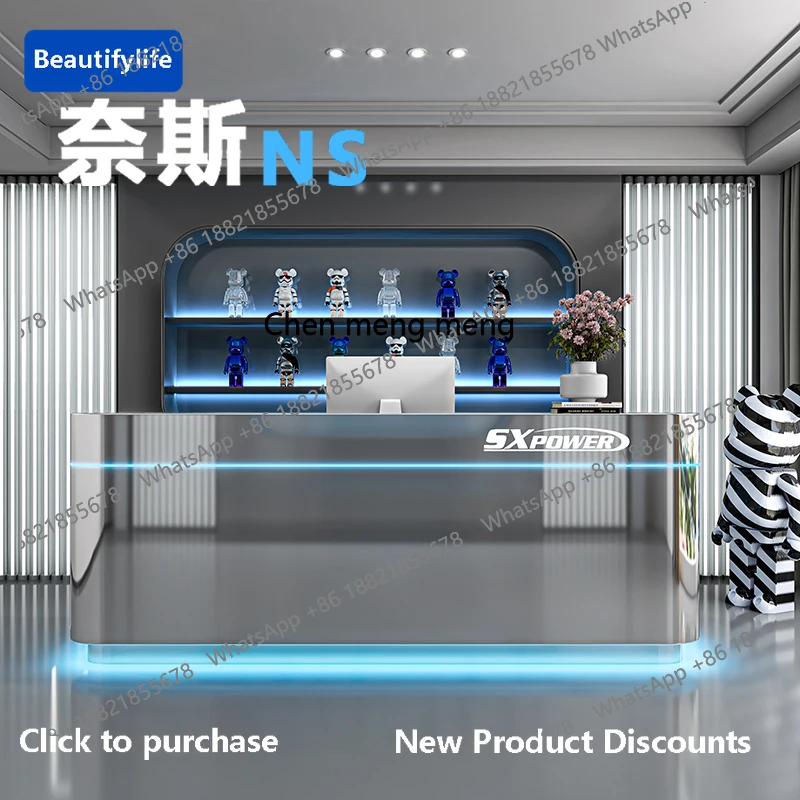 C88 Light luxury stainless steel checkout page Barber shop Bar Beauty salon Reception desk